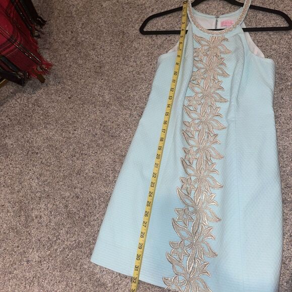 Lilly Pulitzer Pearl Sheath Dress In Whisper Blue Size 4 - Picture 4 of 9